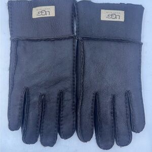 UGG Men's Dark Brown Leather Gloves